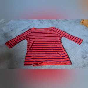 merona striped blue and orange half sleeve shirt size XL